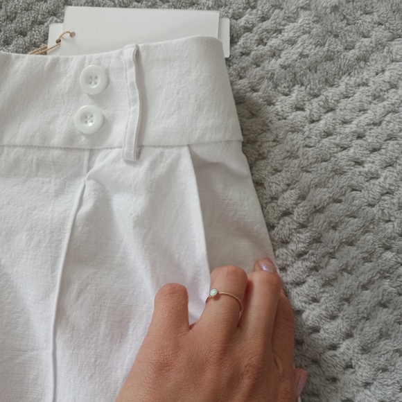 Hi Rise Shorts Linen White Cotton Stretch Pockets New Large Wide Elastic Band - Picture 6 of 16